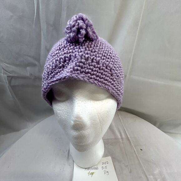 Handmade crochet cap hat women child lilac purple 10" wide x 7 tall" NWOT - Picture 7 of 7